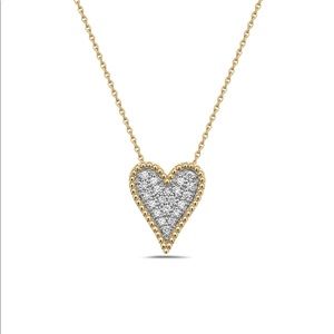 14KY Diamond Heart with Milgrain Beeding